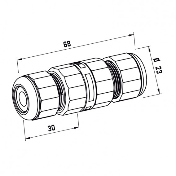 Dimensiones conector subacuático 4 polos IP68 AstralPool