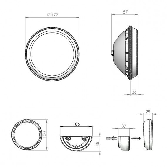 Dimensiones lámpara PAR56 LumiPlus Plug&Play AstralPool