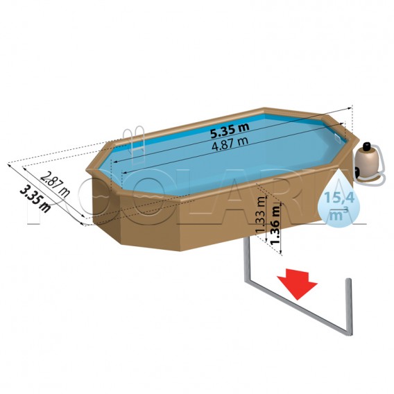 Dimensiones piscina de madera Gre Bambu 2 ovalada