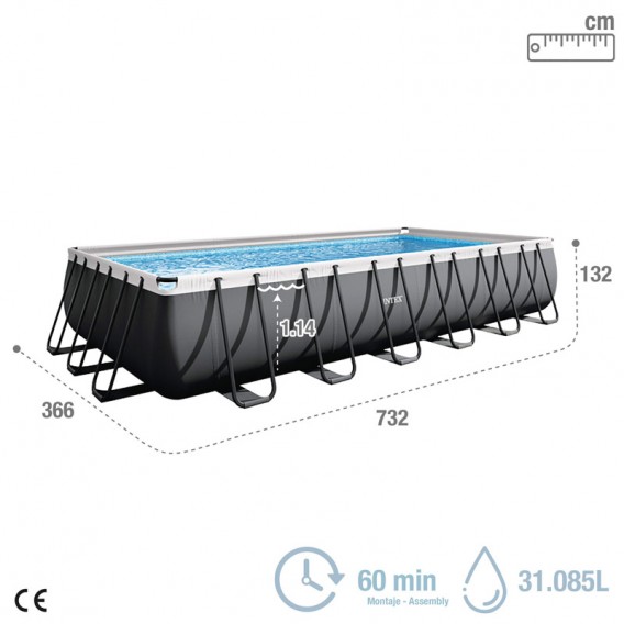 Piscina Intex Rectangular Ultra XTR Frame 732x366x132 26364NP