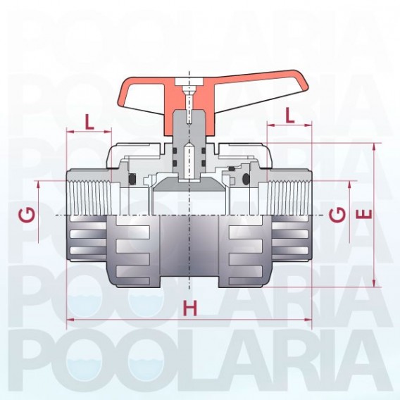 Válvula de bola Cepex Standard PVC Teflón®-FPM roscar