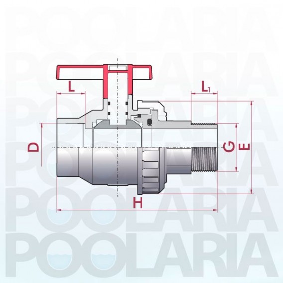 Válvula de bola Uniblock PVC PE-EPDM encolar y roscar macho