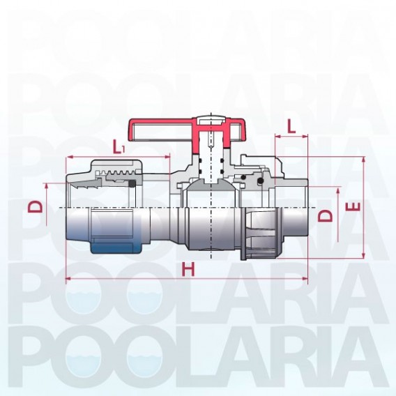 Válvula de bola Uniblock PVC PE-EPDM conexión PE y encolar