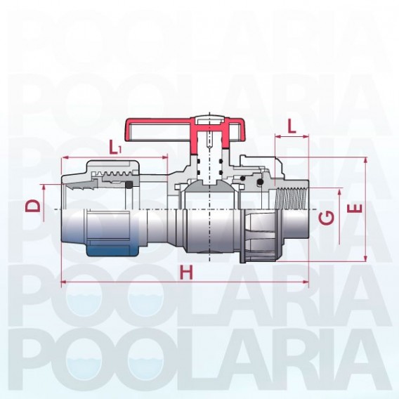 Válvula de bola Uniblock PVC PE-EPDM conexión PE y roscar