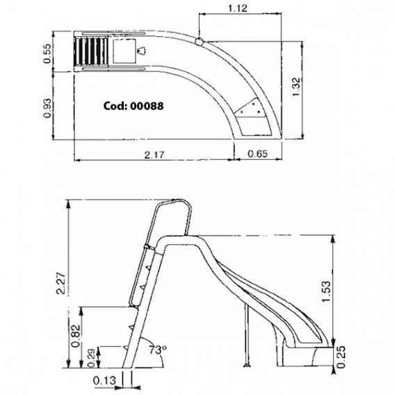 Tobogán piscina curvado AstralPool dimensiones derecha