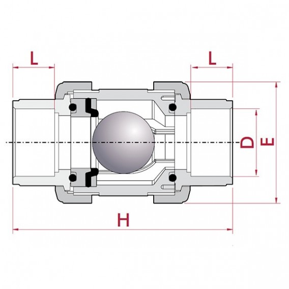 Válvula antirretorno de bola PVC Cepex EPDM encolar