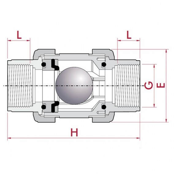 Válvula antirretorno de bola PVC Cepex EPDM roscar