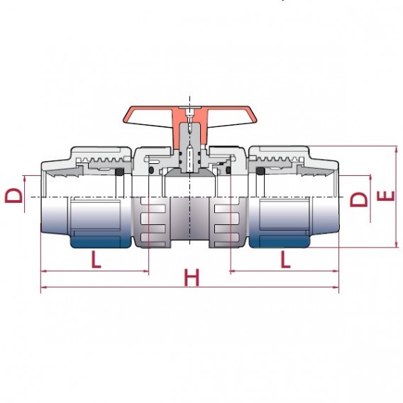 Válvula de bola Cepex PVC conexión PE x PE