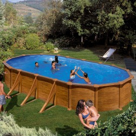 Piscina desmontable de madera redonda GRE Ø 4 x 1.19 m