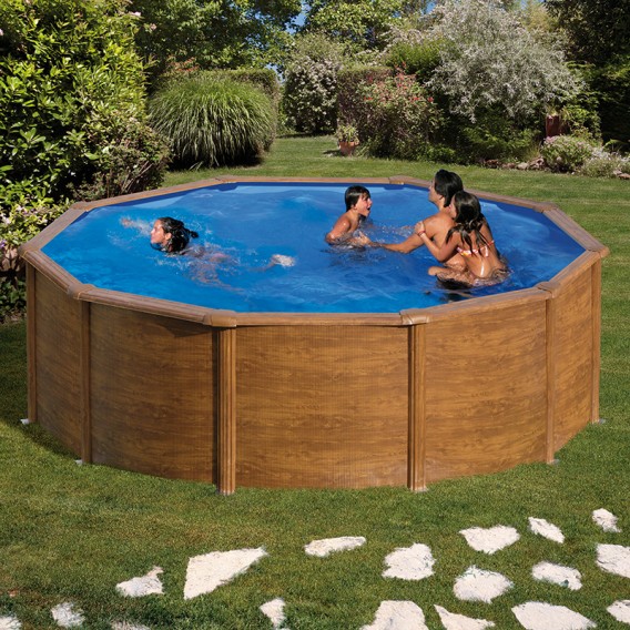 Piscina desmontable Gre Pacific circular imitación madera