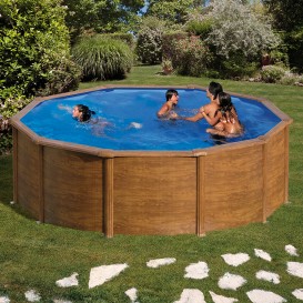 Piscina desmontable Gre Pacific circular imitación madera