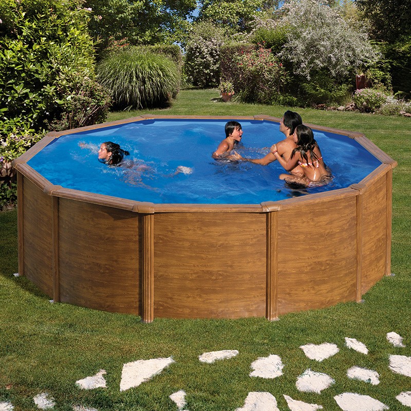 Piscina desmontable Gre Pacific circular imitación madera