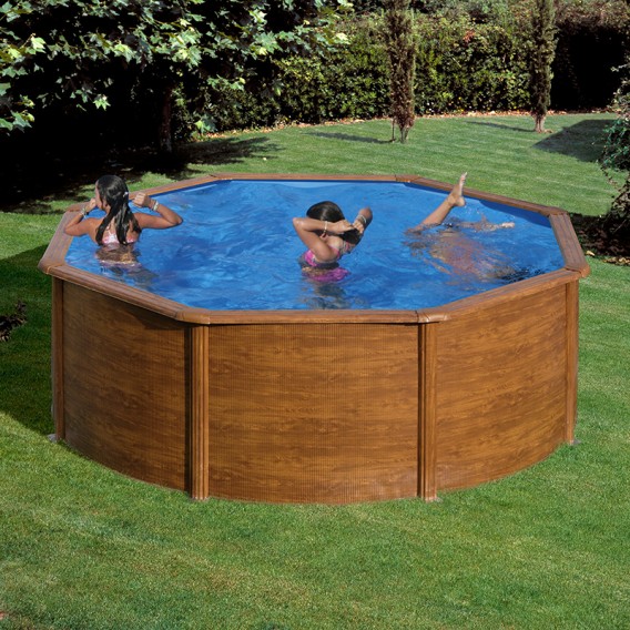 Piscina desmontable Gre Sicilia circular imitación madera