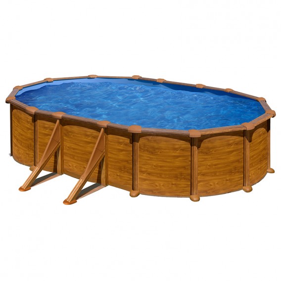 Piscina Gre Starpool ovalada aspecto madera altura 132 cm