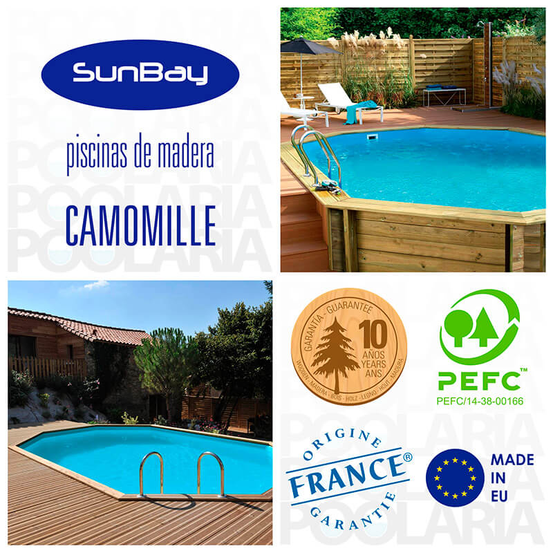 Detalles piscina de madera Gre Camomille