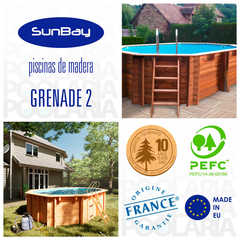 Detalles piscina de madera Gre Grenade