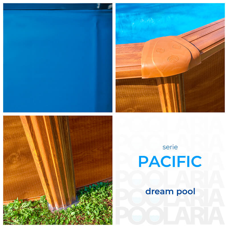 Piscina Gre Pacific Circular Imitación Madera