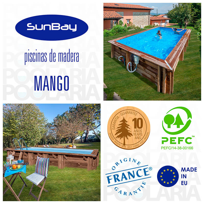 Detalles piscina de madera Gre Mango