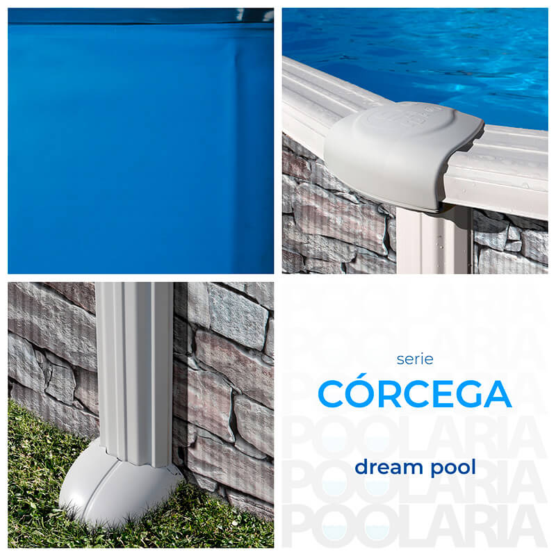 Detalles piscina desmontable Gre Córcega ovalada