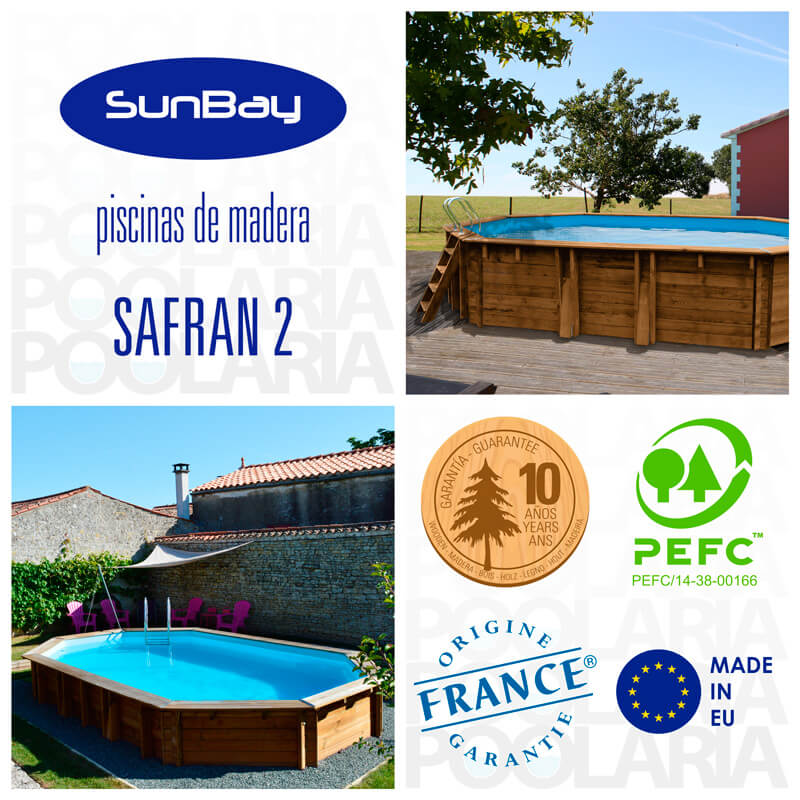 Detalles piscina de madera Gre Safran