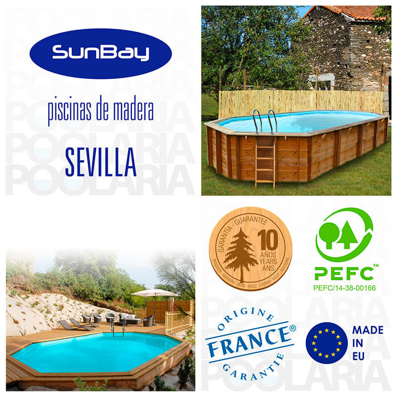 Detalles piscina de madera Gre Sevilla