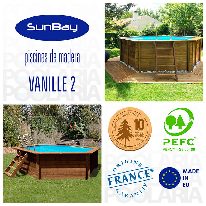 Detalles piscina de madera Gre Vanille