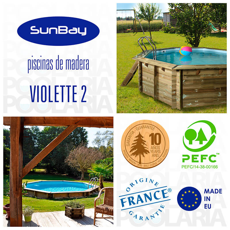 Detalles piscina de madera Gre Violette