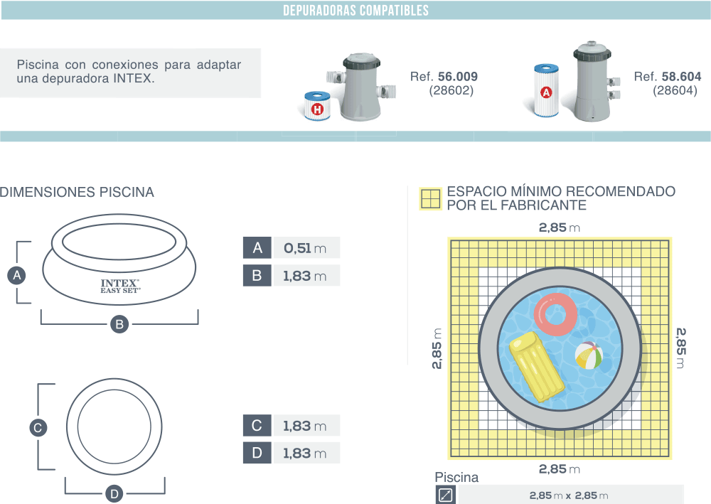 Piscine autoportée Easy Set 1,83 x 0,51 m - Intex