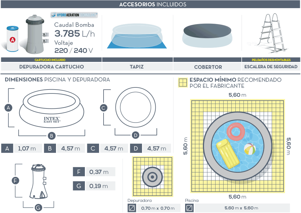 Dimensiones piscina Intex Easy Set 26166NP