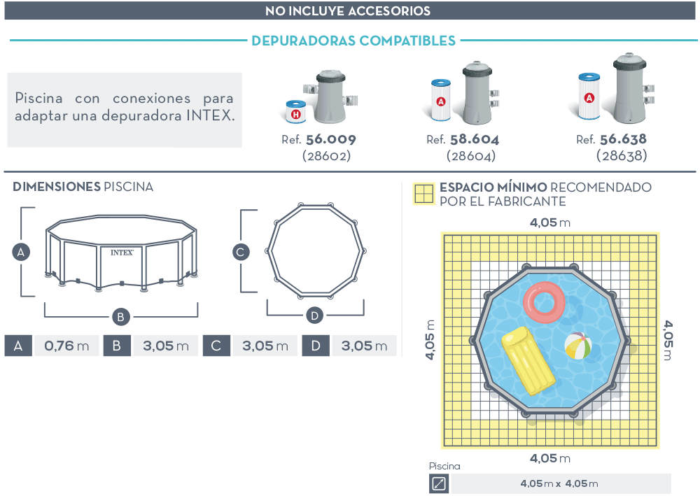 Dimensiones piscina Intex Prisma Frame 26700NP