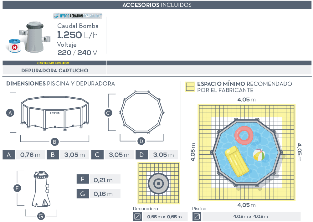Dimensiones piscina Intex Prisma Frame 26702NP