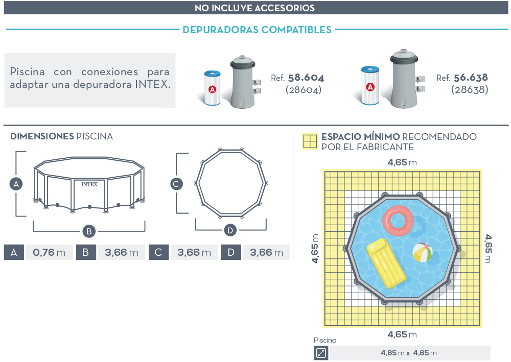 Dimensiones piscina Intex Prisma Frame 26710NP