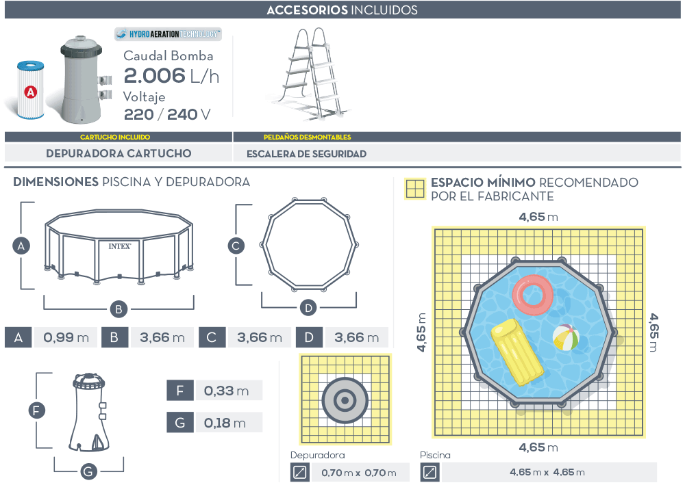 Dimensiones piscina Intex Prisma Frame 26716NP
