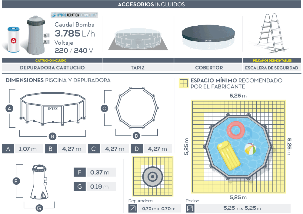 Dimensiones piscina Intex Prisma Frame 26720NP