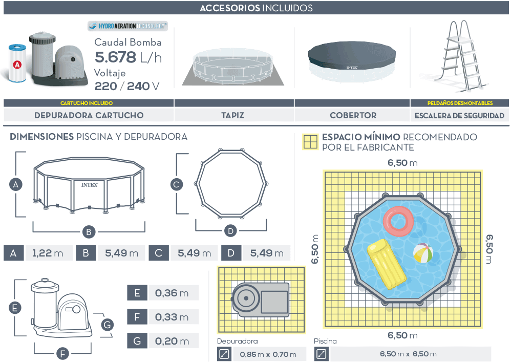 Dimensiones piscina Intex Prisma Frame 26732NP