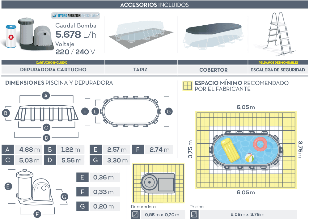 Dimensiones piscina Intex Prisma Frame Oval 26796NP