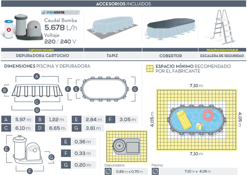 Dimensiones piscina Intex Prisma Frame Oval 26798NP