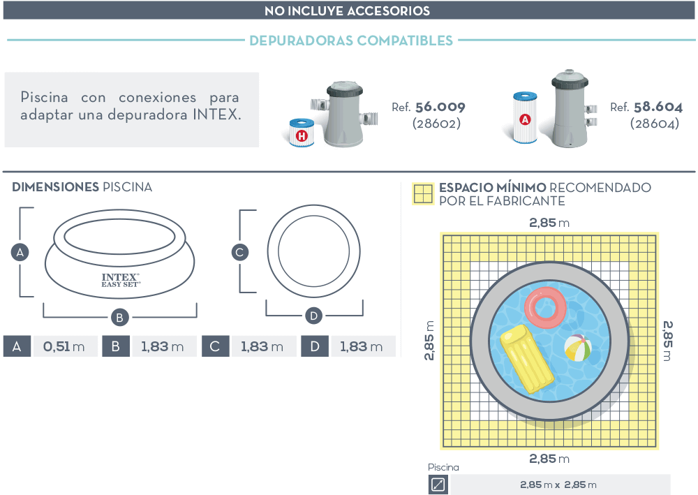 Dimensiones piscina Intex Easy Set 28101NP