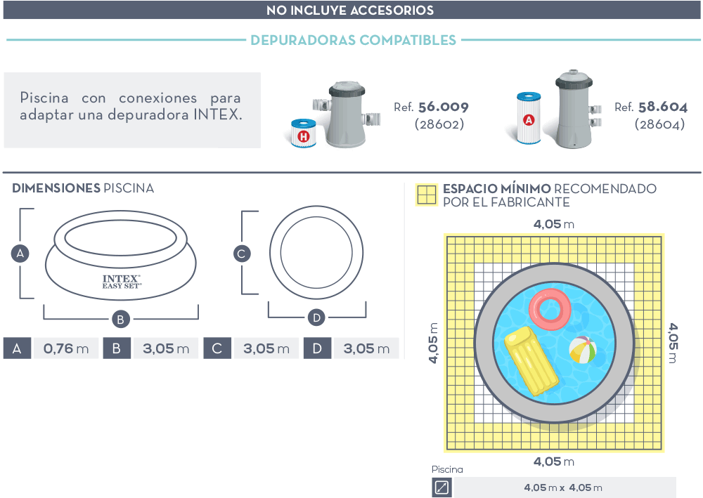 Dimensiones piscina Intex Easy Set 28120NP