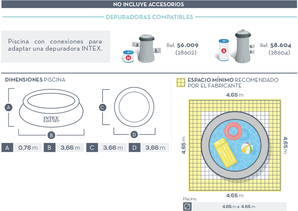 Dimensiones piscina Intex Easy Set 28130NP