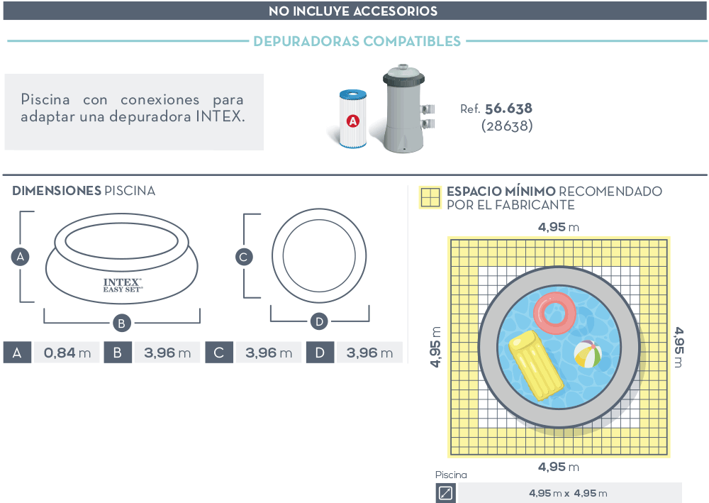 Dimensiones piscina Intex Easy Set 28143NP