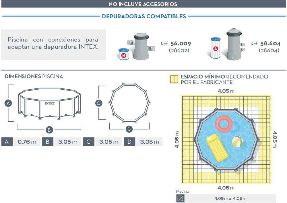 Dimensiones piscina Intex Metal Frame 28200NP