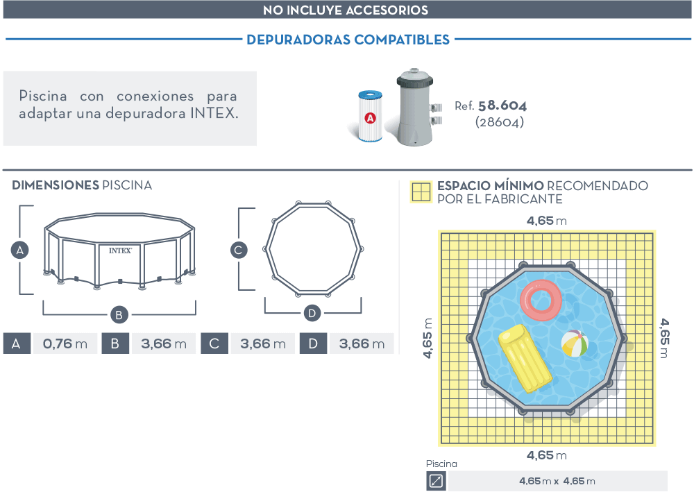 Dimensiones piscina Intex Metal Frame 28210NP