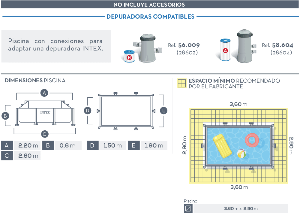 Dimensiones piscina Intex Small Frame 28270NP