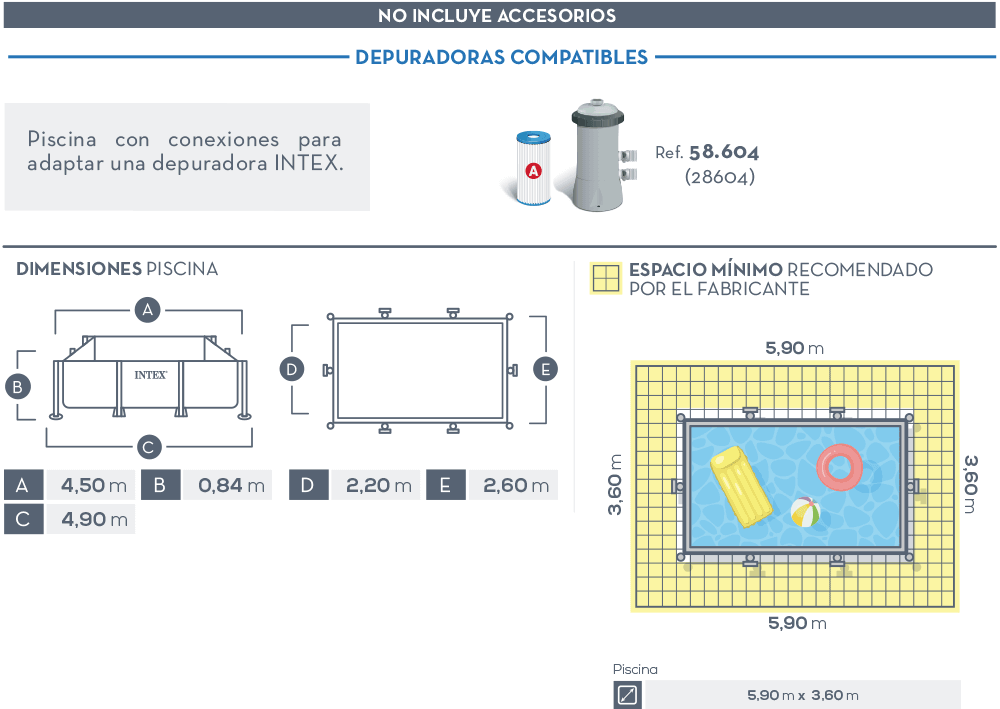 Dimensiones piscina Intex Small Frame 28273NP