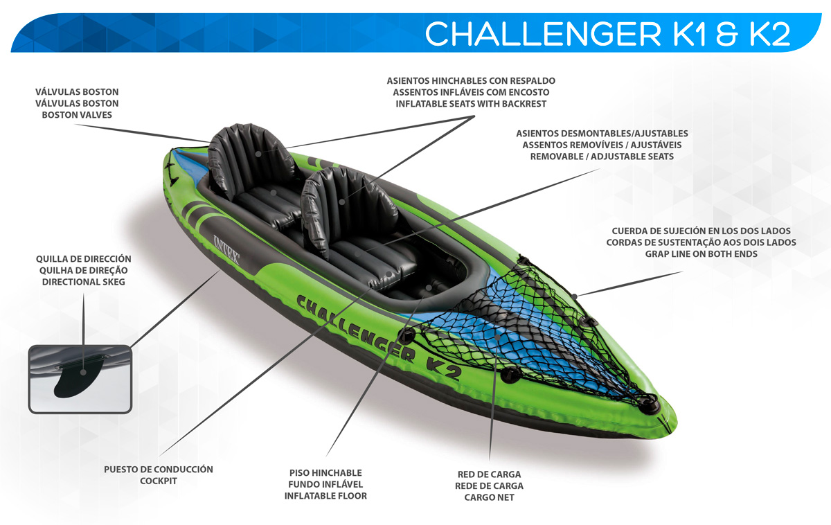Kayak canoa hinchable Intex Challenger K2 con remos 68306NP Poolaria