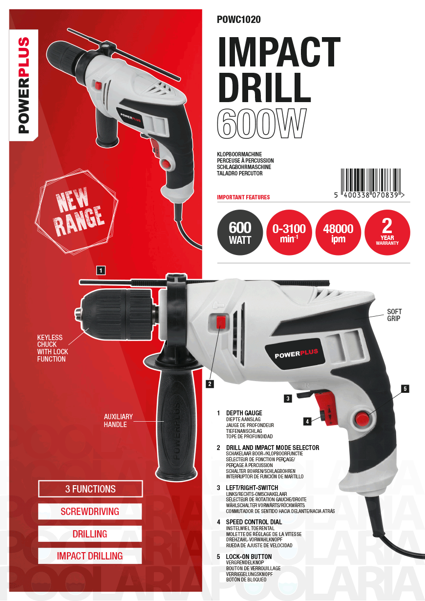 Prestaciones taladro Powerplus POWC1020