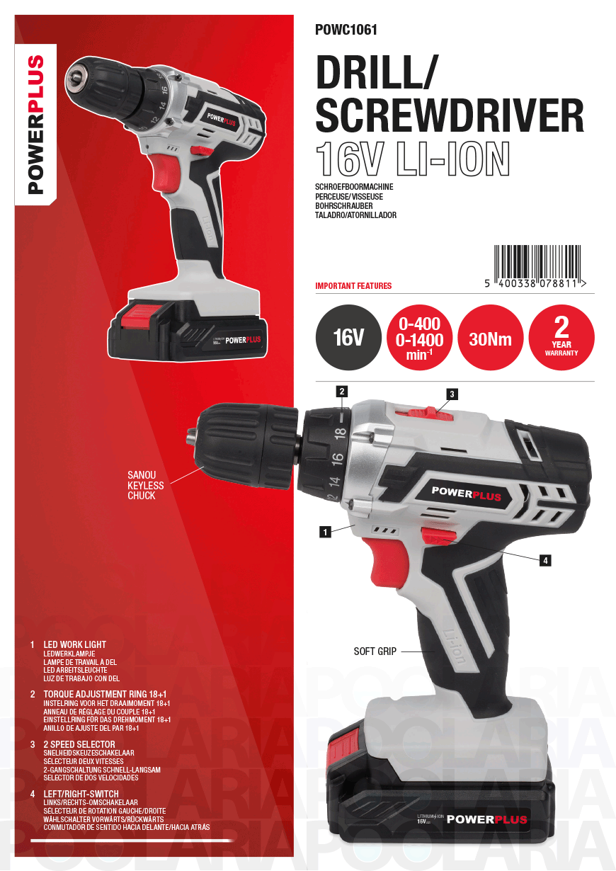 Prestaciones taladro Powerplus POWC1061