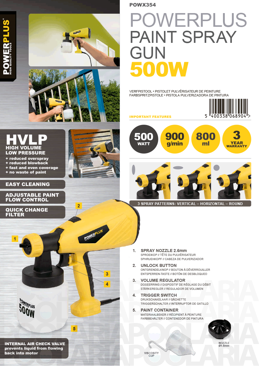 Prestaciones pistola eléctrica Powerplus POWX354