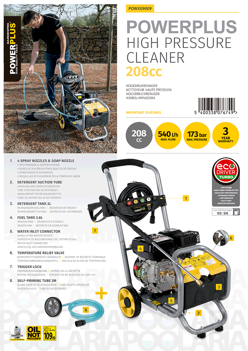 Prestaciones hidrolimpiadora Powerplus POWXG9009